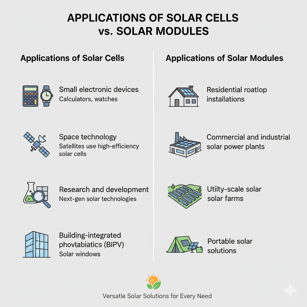 Applications of Solar Cells vs. Solar Modules