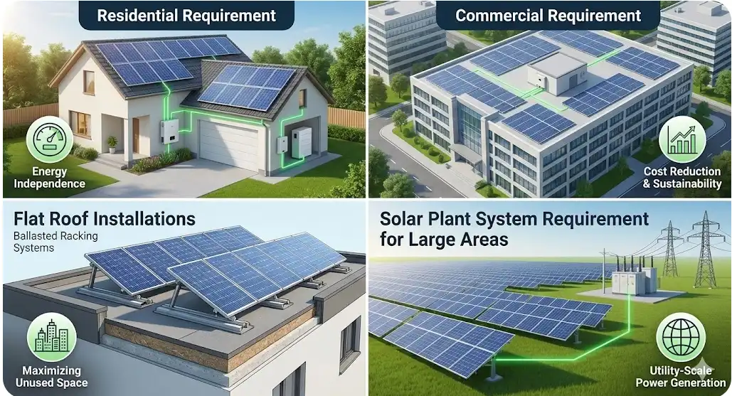 Solar Panel Requirement for Different Types of Spaces