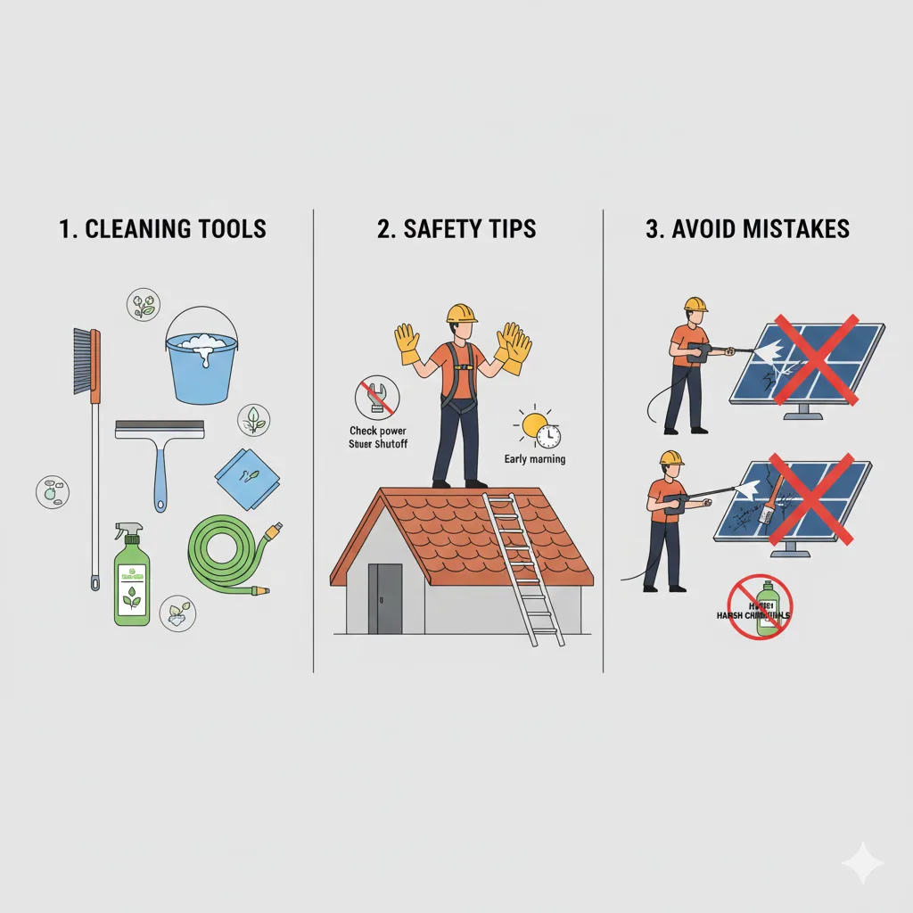 DIY Solar Panel Cleaning Guide: Tools, Tips & Mistakes to Avoid