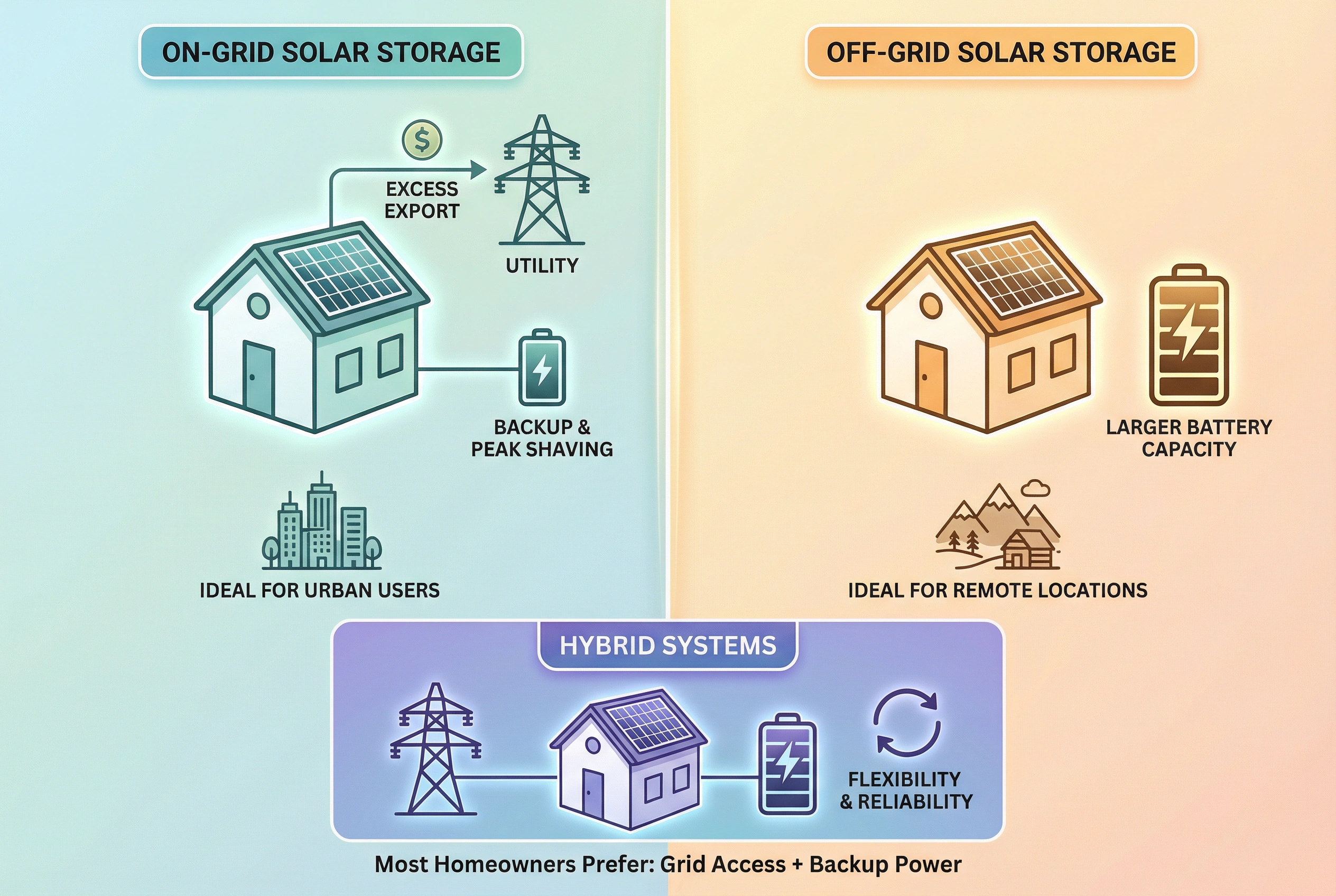 On-Grid vs Off-Grid Solar Energy Storage Systems
